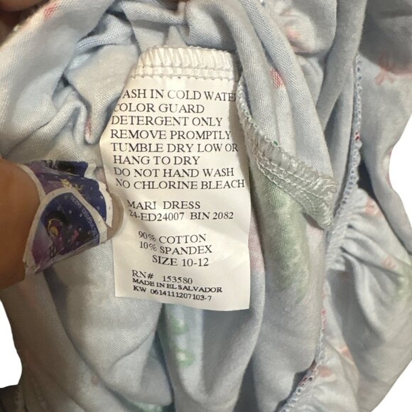 Eleanor Rose Girls Christmas Tree & Candy Cane Print Dress Size 10-12 Cotton Ble - Picture 4 of 6